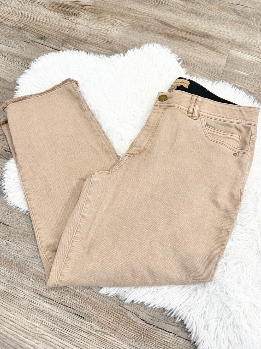 Democracy Absolution Jeans Tan Raw Hem Slimming 16